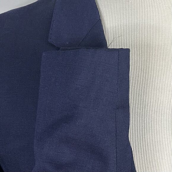 The Blk Tux 46L Sport Coat Blue Tollegno Wool Two Button Lined Double Vented - Picture 6 of 9